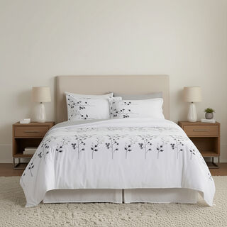 Cottage Microfiber King Comforter 6 Pcs Set, White/Grey, 230*250Cm