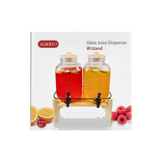 البرتو طقم توزيع عصير زجاج مع قاعدة 2 قطعة