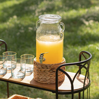 البرتو موزع مشروبات زجاج مع سلة 3100 مل