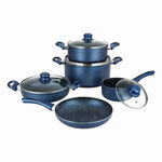 بنتولا طقم قدور جرانيت غير لاصق 9 قطعة، أزرق image number 2