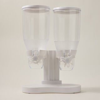 موزع حبوب الإفطار المزدوج من البرتو باللون الأبيض