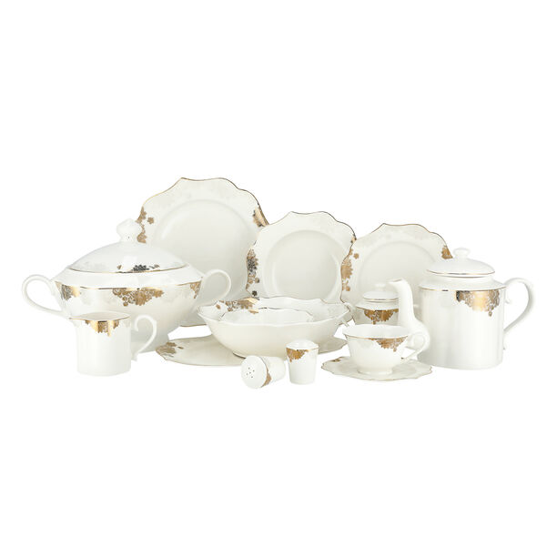 La Mesa gold /grey bone porcelain dinner set 47 pcs image number 1