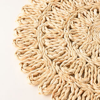 لا ميسا مفرش أطباق من القش شكل زهرة 38سم، بيج