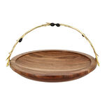 Wooden Round Basket With Olive Handle 25Cm image number 1