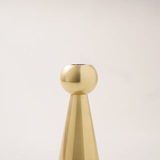 Metal candle holder 20*8cm in shiny gold