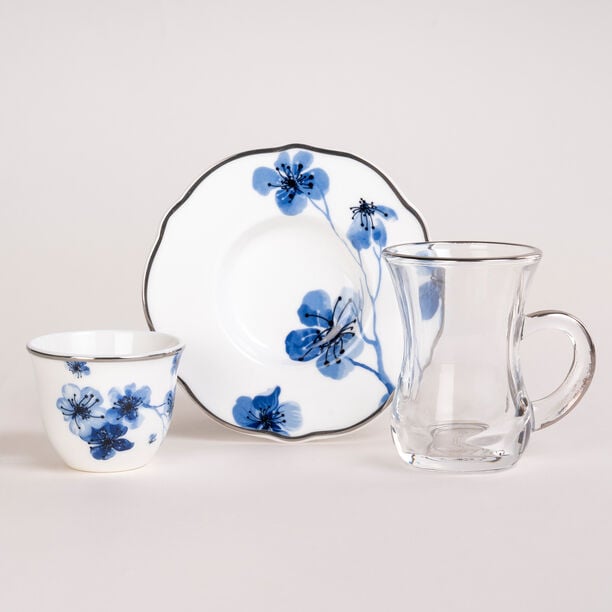 La Mesa Porcelain Tea And Coffee Set 21 Pieces Blue image number 1