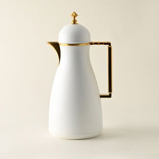 Dallaty 2 Pieces Plastic Vacuum Flask Koufa White & Gold 1L