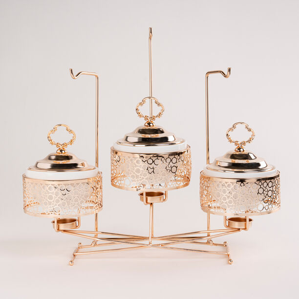 طبق تقديم دائري مع سخّان 3 قطع image number 1