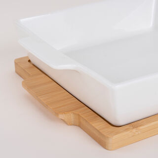 Porcelain Square Dish With Bamboo
