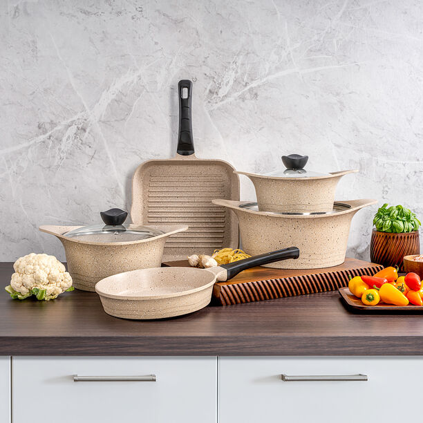 Alberto 8 piece creamy granite cookware set image number 8