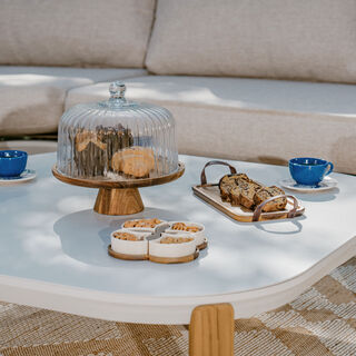 Homez 4pcs rattan corner sofa with coffee table, light beige