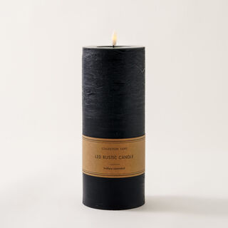 LED rustic candle in black 10*25cm