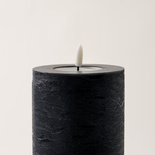 LED rustic candle in black 10*25cm