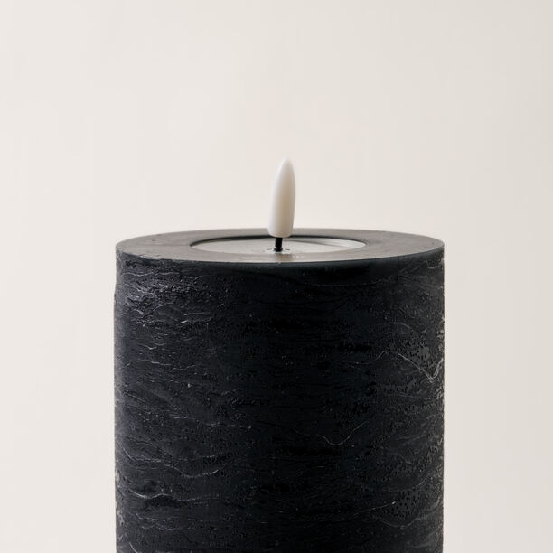 LED rustic candle in black 10*25cm image number 2
