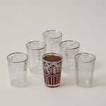 Moroccan Transparent Tea Glass Silver Plating Vol:6Oz image number 3
