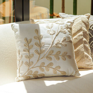 Embroidered leaf cushion 45*45 cm