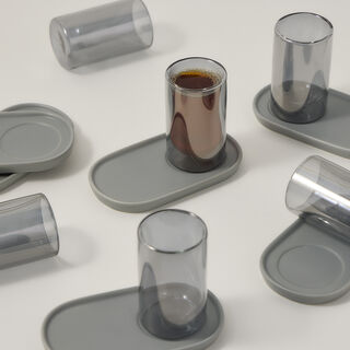 Dallaty grey and black glass and porcelain tea cups set 12 pcs