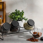 Alberto 4 Pieces Glass Spice Jars With Clip Lid And Metal Rack image number 8