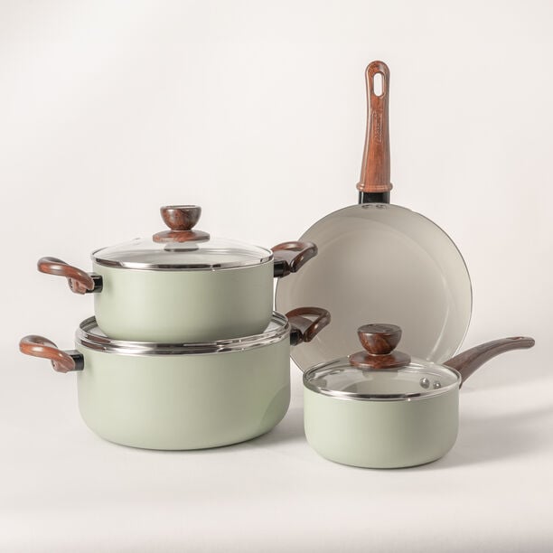 Alberto 7 Pcs non stick cookware set with glass lid image number 0