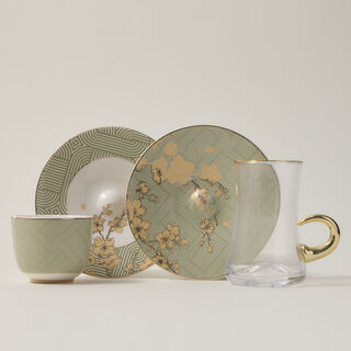 Dallaty green and gold Tea and coffee cups set 28 pcs