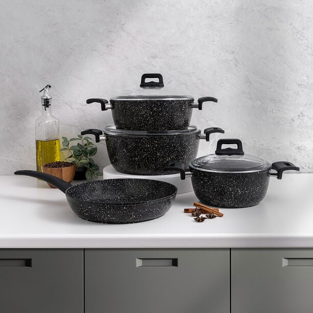 Alberto 7 piece black granite cookware set image number 7