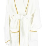 100% cotton bathrobe with gold sateen piping size L/XL image number 3