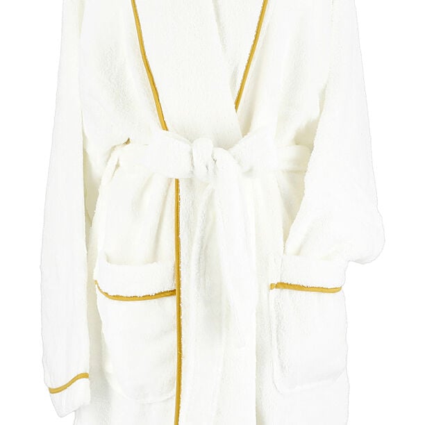 100% cotton bathrobe with gold sateen piping size L/XL image number 3