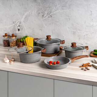 Alberto 7 piece grey granite cookware set