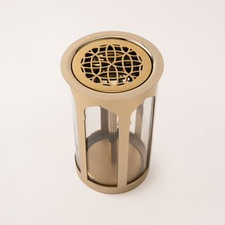 Qourb collection glass and gold metal oud burner 16.5*16.5*2 cm