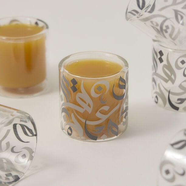 Dallaty grey glass Saudi coffee cups 6 pcs image number 3