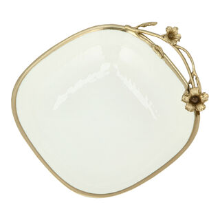Oval Bowl White&Satin Gold