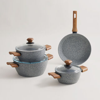 Alberto aluminium 7pcs cookware set, grainstone grey