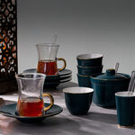 Zukhroof 28 Pieces Porcelain Tea And Coffee Set Solid Dark Green Serve 6 image number 4