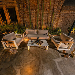 Homez outdoor aluminum sofa set 4pcs with coffee table, light beige