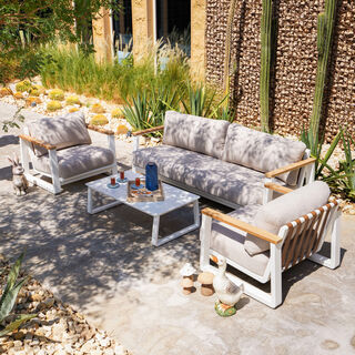 Homez outdoor aluminum sofa set 4pcs with coffee table, light beige