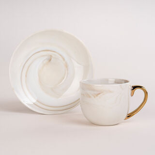 طقم أكواب قهوة رخام بمسكة ذهبية 12 قطعة من لاميسا