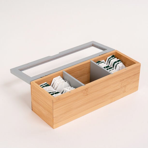 Dallaty bamboo tea box 3 sections, beige image number 4