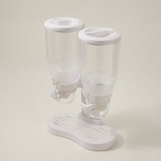 موزع حبوب الإفطار المزدوج من البرتو باللون الأبيض