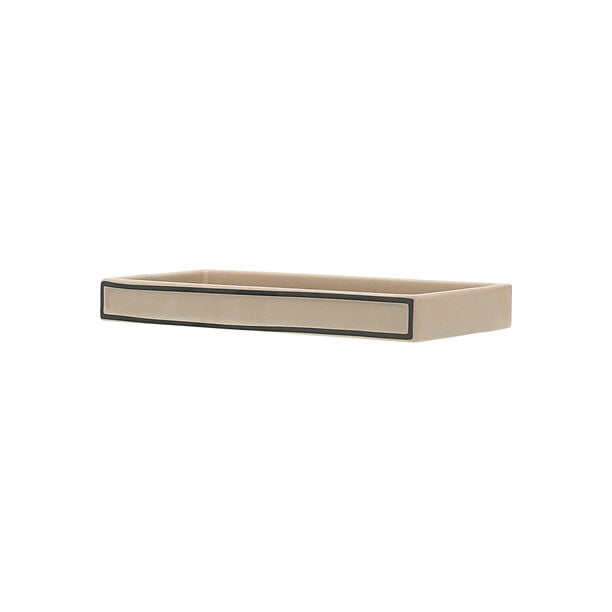 Homez beige and black ceramic bath tray image number 1