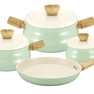7Pcs Ceramic Cookware Set Green