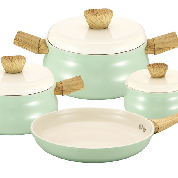 طقم أدوات طهي سيراميك 7 قطع لون أخضر image number 0