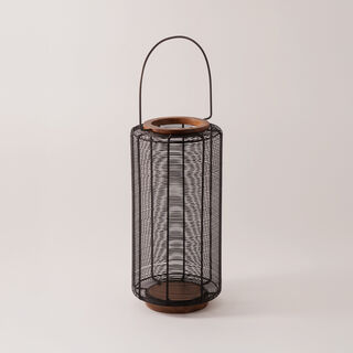Homez metal and wood lantern 20.5*20.5*43cm
