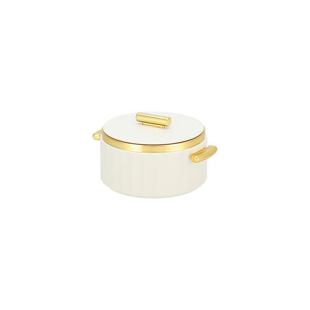 La Mesa matte off white & gold plastic food warmer 1L image number 1