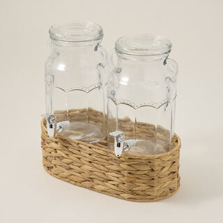 طقم زجاجات عصير زجاجي من البرتو مع سلة 2 قطعة/3100 مل