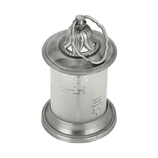 Aluminium Lantern Amber Frosted Glass Shiny Silver Finish