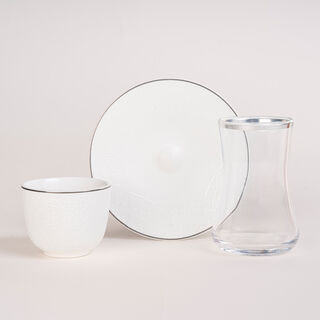 Dallaty white glass and porcelain Tea and coffee cups set 28 pcs
