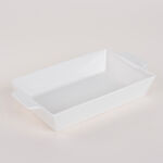 طبق فرن/تقديم بورسلان بقاعدة من الخيزران image number 2