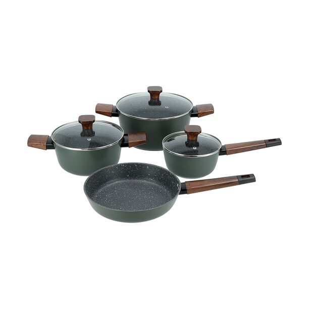 Alberto 7 piece green aluminum cookware set image number 2