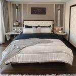 Boutique Blanche striped grey microfiber king comforter set 6 pcs image number 1