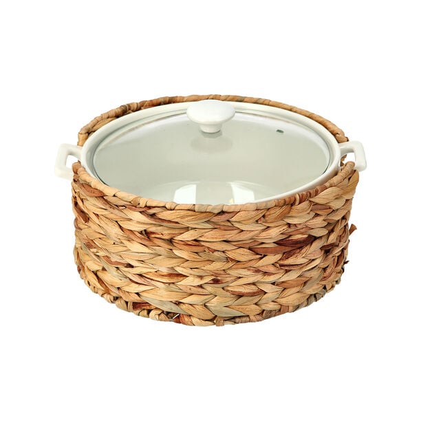 Round Casserole&nbsp;12" With Lid And Sea Grass Basket image number 1
